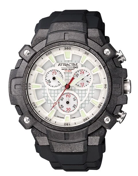 Q&Q by Citizen Attractive Men's chronograph Watch white dial  Black Strap DGJ002 - Image 1 of 1