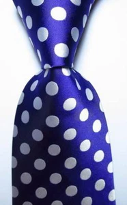 New Classic Polka Dot Purple White JACQUARD WOVEN Silk Men's Tie Necktie - Picture 1 of 2