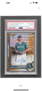 Walter Ford 2022 Bowman Chrome Draft Autographs Gold Wave Refractors 8/50 PSA 9 - Picture 1 of 2