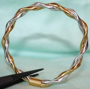 Italienisches 14K 2Ton Twisted Mesh Armband 6,1 Gramm ""Flexibler Armreif"" REDUZIERT! - Bild 1 von 12