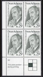 US #2755 29¢ Dean Acheson LL Plate Block 1993 MNH - Picture 1 of 1