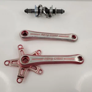 Vintage 1980 Sugino Maxy Cross BMX Racing 3 Piece Cranks 170mm Red Japan - Picture 1 of 9