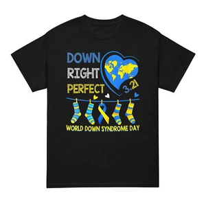 Down Right Perfect World Down Syndrome Awareness Day 2025 T-Shirt - Picture 1 of 15