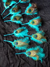 10x PEACOCK FEATHER.& MARABOU.FEATHER BUTTONHOLES WEDDING.GUEST.GROOM.OCC.