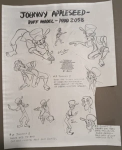 Hoja de modelo de foto original de 1948 ""Johnny Appleseed"" de Disney de Wilfred Jackson - Imagen 1 de 1