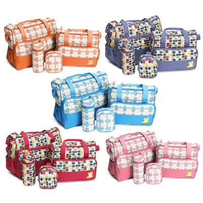 EZI-TECH G4RCE 5Pcs Maternity Mummy Bag Polka Dots Baby Changing Bag Diaper Nappy UK