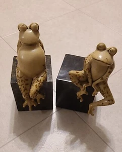 Vintage Austin Fancy Frogs Bookends Resin Ugly Whimsical Housewear Decor 🐸  - Picture 1 of 22