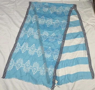 NWT Talbots Blue Striped Viscose Scarf Wrap 21" x 74" - Image 1 of 3