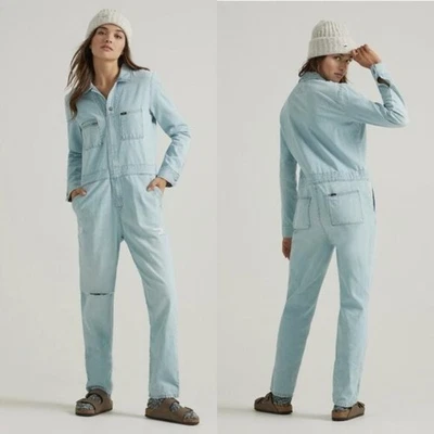Mono Lee Union Alls Utility apenas azul Denim desgastado tareas S Foto 1 de 4