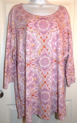 TÚNICA NUEVA SIN ETIQUETAS Rosa Estampado Manga 3/4 Mezcla Tencel J. JILL LUXE SUPIMA LÍNEA A - 3X Foto 1 de 2