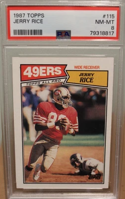 1987 Topps - Futebol #115 Jerry Rice- WR 49ers HOF - PSA 8 - Imagem 1 de 2