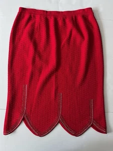 Liorah exklusiver Strickrock Wollmischung Gr. 22 rot Strass strukturiert formell - Bild 1 von 9