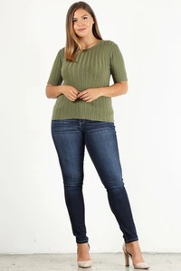 Plus Size Solid Print Fitted Top - Picture 1 of 1