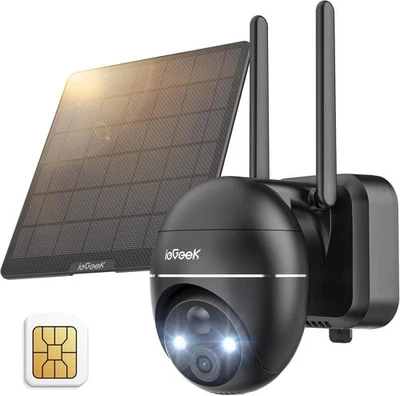 ieGeek 4G LTE Cellular Security Camera Solar with SIM Card,2K PTZ Outdoor Camera - Image 1 of 4