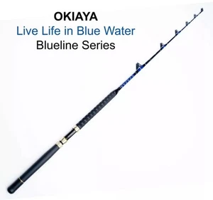 OKIAYA COMPOSIT 80-130LB "BLUELINE" SALTWATER BIG GAME TROLLING BOAT ROLLER ROD - Picture 1 of 9