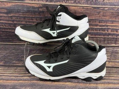 Mizuno Youth 9-Spike Advanced Franchise 9 Mid Baseball Cleat Black/White Size 5 - Image 1 of 4