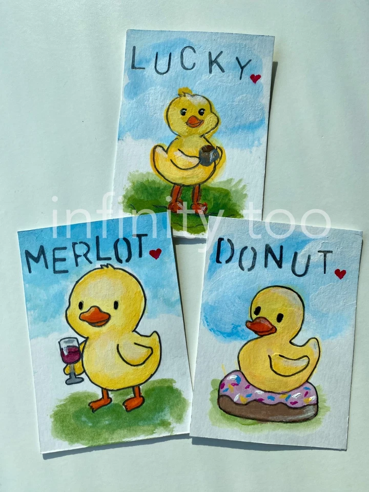 ACEO Mystery Duck Cards Природа ОРИГИНАЛЬНАЯ Животная Акриловая картина InfinityToo Art - Изображение 1 из 1