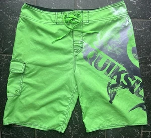 Quick Sliver Lime green Graphic Board Shorts Vintage Y2K Men's Size Medium W32 - Picture 1 of 19