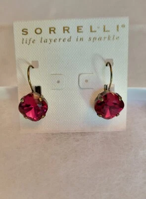 Pendientes Sorrelli Cristal Rojo Alambre Francés Antiguo Tono Oro NUEVO Foto 1 de 3