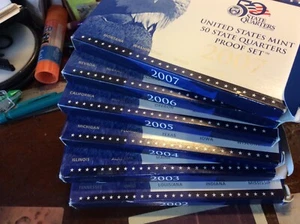 6 TOTAL US MINT PROOF-STATE QUARTERS (CLAD)-2002/03/04/05/06 & 07 PICS BOXED/COA - Picture 1 of 4