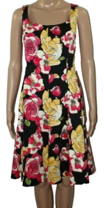 New Directions Pink Yellow Black Floral Dress Sleeveless NWT 10 - Picture 1 of 8