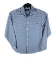 Roundtree & Yorke Mens  Check Long Sleeve Large Cotton Blue Casual Shirt A41