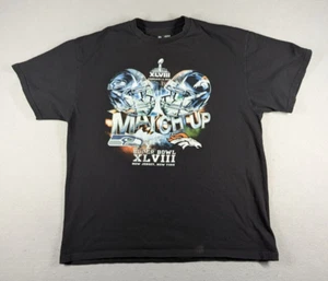 Super Bowl XLVIII Shirt Mens XL Black NFL Team 2014 Seahawks Broncos Graphic - Picture 1 of 10