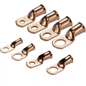 5PCS 1/4 5/16 3/8 Copper Bare Lug Ring Terminals Battery Wire Welding Cable AWG - Picture 1 of 18