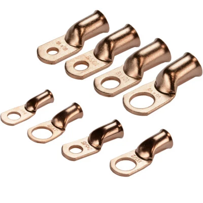 5PCS 1/4 5/16 3/8 Copper Bare Lug Ring Terminals Battery Wire Welding Cable AWG - Image 1 of 4