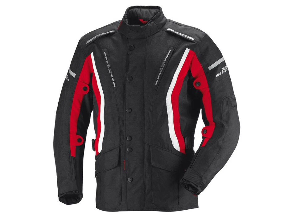 iXS Textiljacke Damen Trago | Schwarz-Rot-Weiß | Motorradjacke aus Polyester - Bild 1 von 1