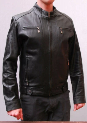 Moroccan black leather jacket mens medium - Image 1 of 4