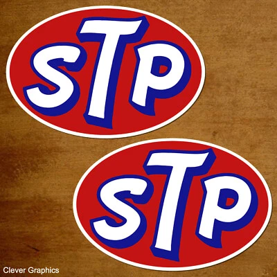 STP Classic Car STICKERS x2 with FREE POSTAGE. Various Sizes, STP Oil Sticker.
