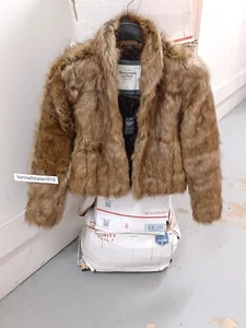 ABERCROMBIE & FITCH KYLIE ABRIGO DE PIEL VEGANA CHAQUETA MARRÓN MUJER TALLA MEDIANA - Imagen 1 de 11