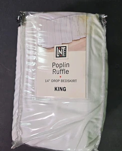 King Size Linen n Things 14" Drop Bed skirt Poplin Ruffle White New in Package - Picture 1 of 8