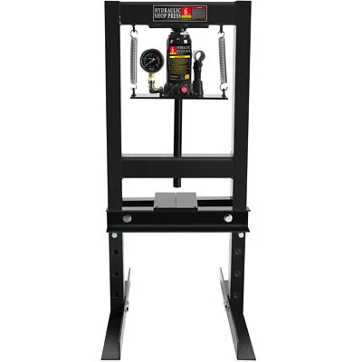 6 Ton Hydraulic Shop Floor Press Pressure Gauge Steel H-Frame Adjustable Table - Image 1 of 4