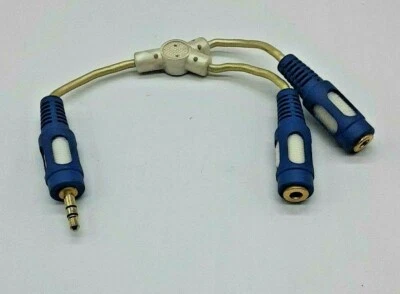 Cable divisor de audio RCA - azul 6" 1 macho - 2 hembra Foto 1 de 3