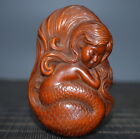 Chinese Vintage Boxwood Wood Carving Mermaid Statue Wooden Figurines Gift Art
