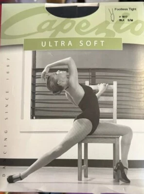 Meia-calça feminina Capezio #1817 ultra macia sem pés preta tamanho P/M nova - Imagem 1 de 3