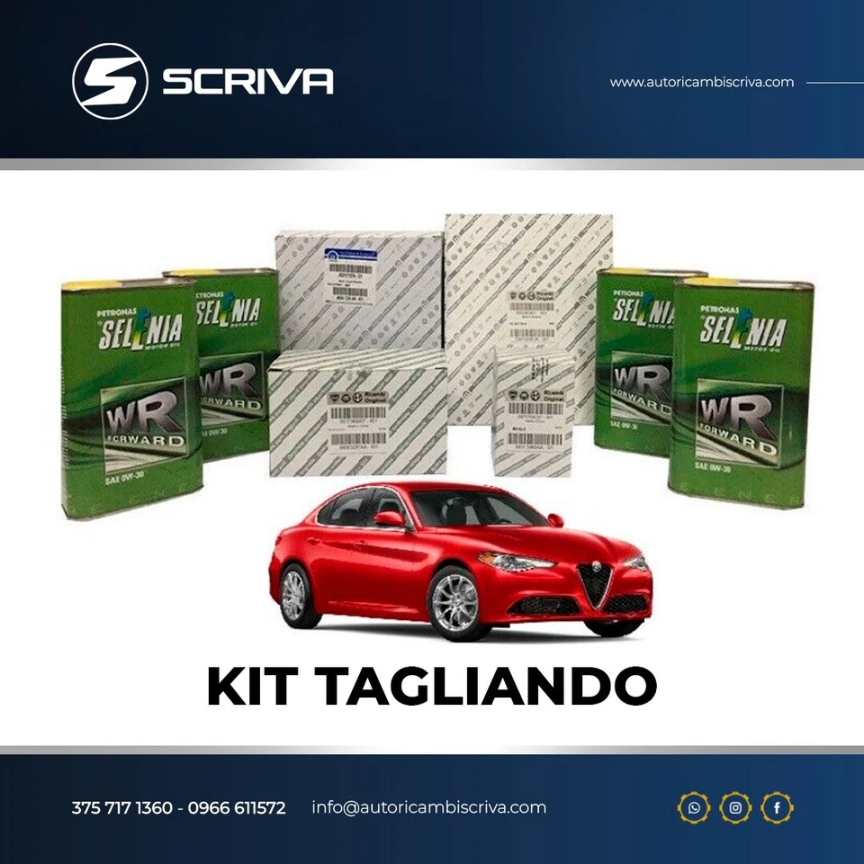 KIT TAGLIANDO FILTRI ORIGINALI + 6L OLIO SELENIA ALFA ROMEO GIULIA STELVIO 2.2 D