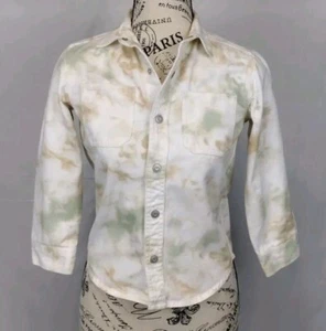 Wonder Nation Girls Sz S (6-7) Denim Multicolor Tie Dye Button Jean Jacket Green - Picture 1 of 13