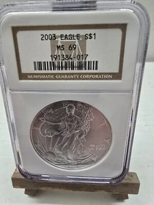 2003 MS 69 American Silver Eagle 1 OZ NGC Graded Certified Authentic Slab 017 - Picture 1 of 6