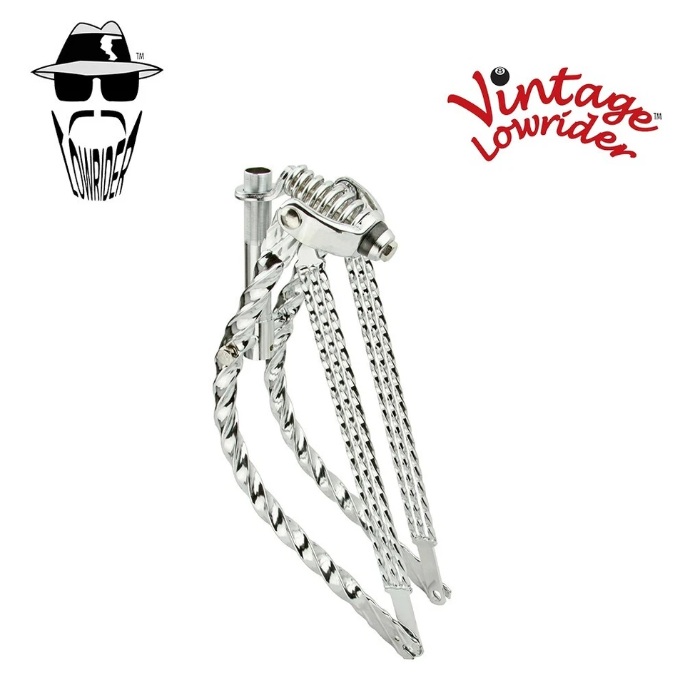 Vintage Lowrider 20" Bent Triple All Square Twisted Spring Fork 1" Chrome Bike. - Image 1 of 1