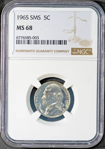 1965 SMS 5c Jefferson Head Nickel MS 68 NGC # 6776585-003 0 Finer + Bonus - Picture 1 of 2