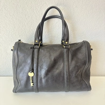 Bolsa satchel Fossil Kendall preta couro de vaca bolsa de mão 13”x10”x3,5” - Imagem 1 de 4