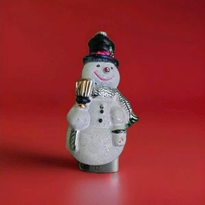 12 Vintage Glitter Snowmen With Broom Ornaments 4x2 One Needs... - Picture 1 of 6