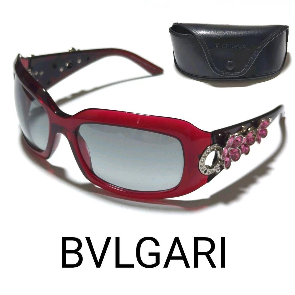 Gafas de sol Bvlgari Camelia de lujo con logotipo de flores rojas x negras colección e327 Foto 1 de 4