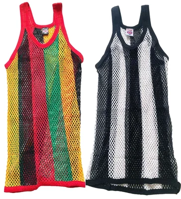 Mens Boys Crystal String Vests 100% Cotton Mesh Pattern Keep Cool Sports Use - Image 1 of 4