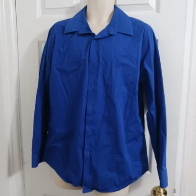 Мужская структура платье рубашка синий длинным рукавом Slim Fit XL 17-17,5 34/35 Y2k - Изображение 1 из 4