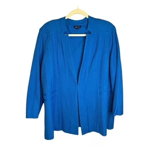 Misook Sweater Women's Size 1X Cardigan Open Front Knit Blue - Picture 1 of 4