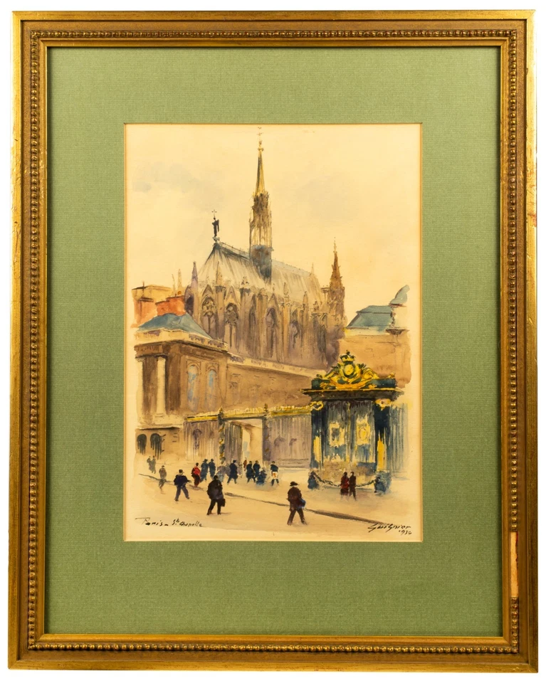 Fernand Guignier (1902-1972) Paris Watercolor, Saint Chapelle, 1954 - Image 1 of 4